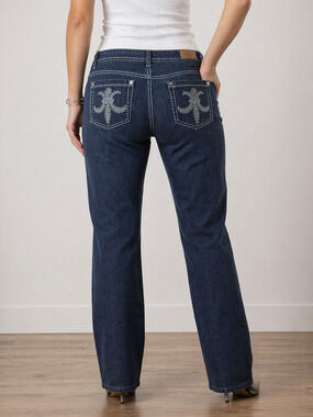 Y2K Embellished Blue Jeans Size 13 Mid Rise Indie Sleaze Coquette Grunge Denim